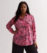 New Look Curves Pink Animal Print Long Sleeve Shirt